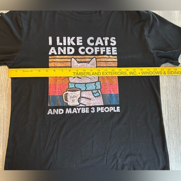 I Like Cats And Coffee T Shirt Funny Retro Art Kittens Heavy Cotton Tee Sz Large - Picture 6 of 6